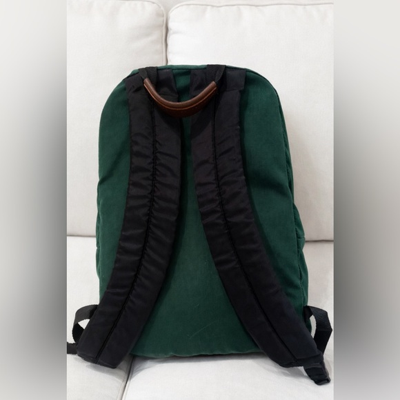 VTG 90s EASTPAK  Leather Bottom Backpack Green Padded Straps Made In USA - Picture 3 of 4